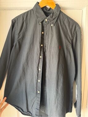 Ralph Lauren Vintage Black Button-Down Shirt with Red Pony